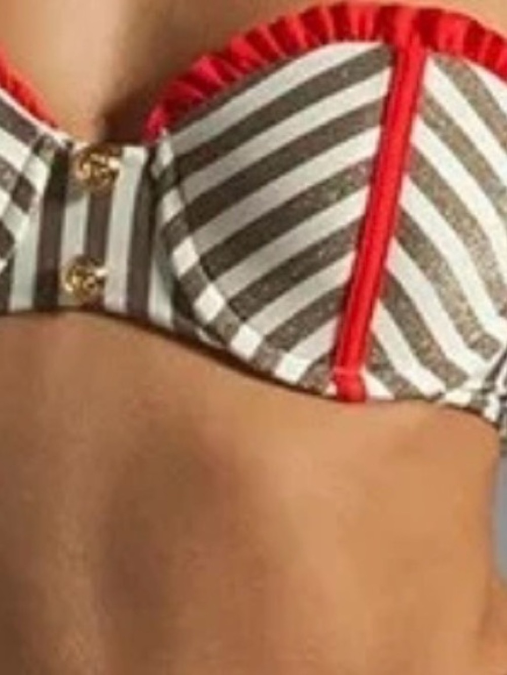 Beach Bunny Red and Black Stripe Bikini Top - Picture 2 of 5